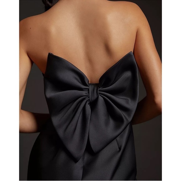 NWT Anthropologie Hutch Slim Bow-Back Midi Dress $198 Black Strapless Cocktail - Picture 3 of 12